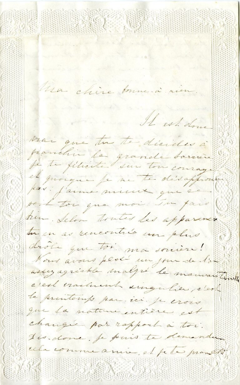 Lettre de Louisa Trudeau à Aurélie Papineau, 4 janvier 1848. 