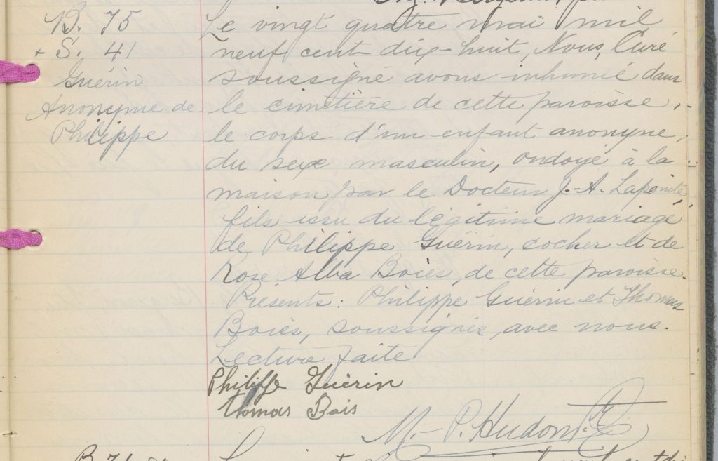 Registre de l’état civil de Saint-Étienne-de-la-Malbaie, 1918