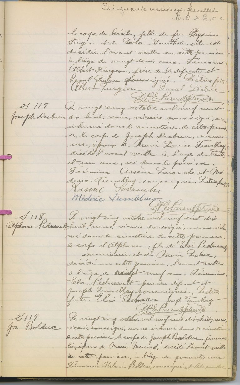 Registre de l’état civil de Saint-Pierre et Saint-Paul (Baie-Saint-Paul), 1918