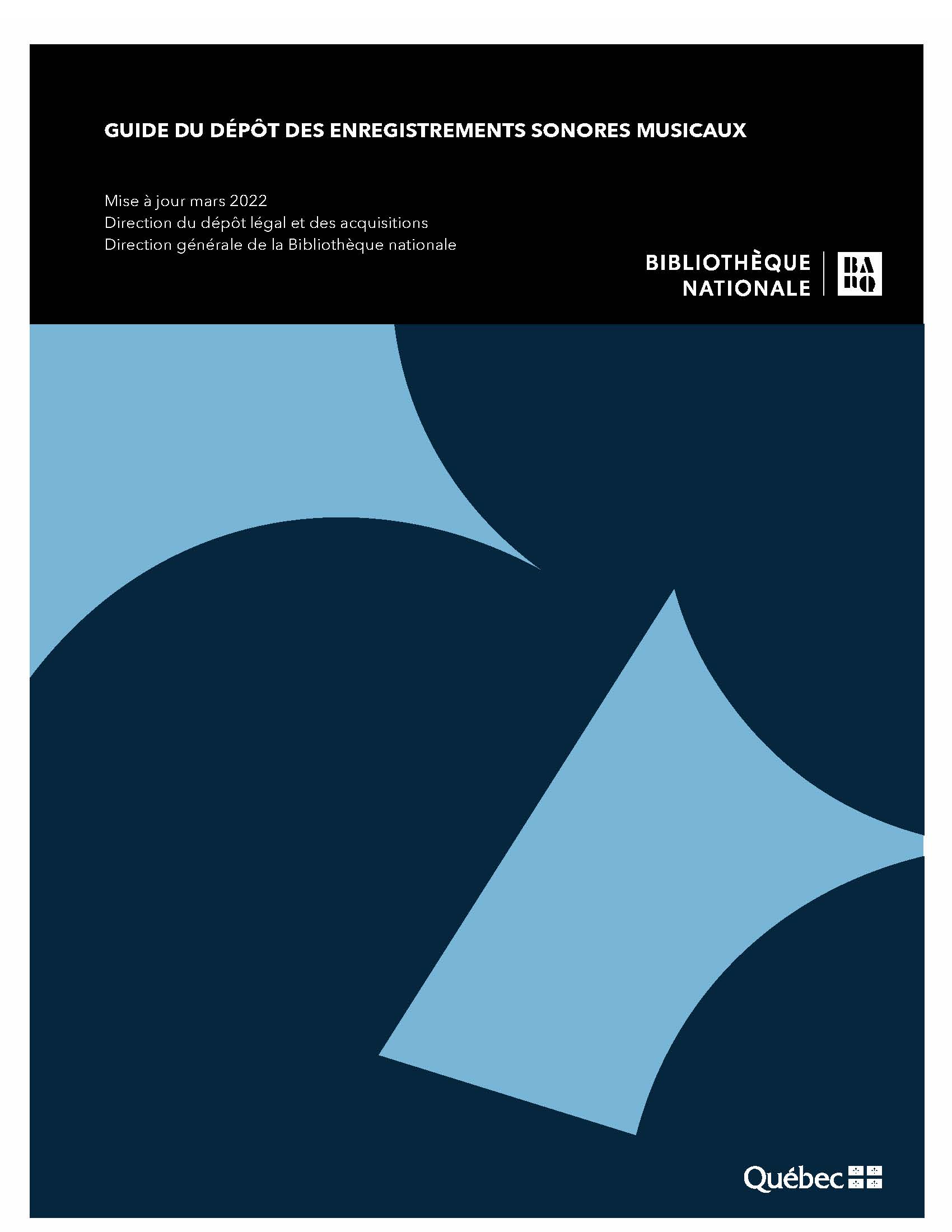 Page de couverture du guide du dépôt des enregistrements sonores musicaux