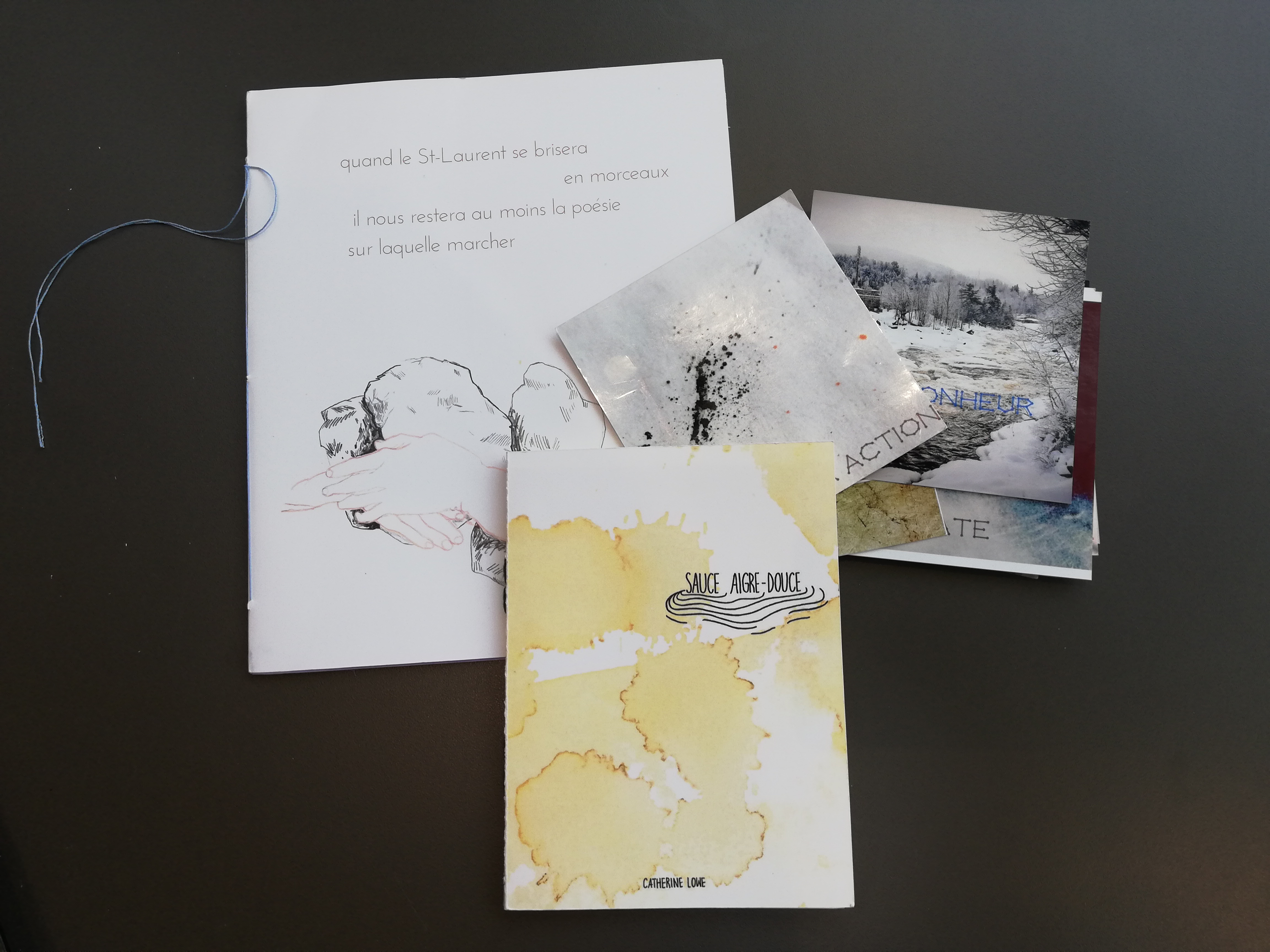 Trois zines : Quand le Saint-Laurent se brisera..., L'Abécédaire et Sauce aigre-douce.