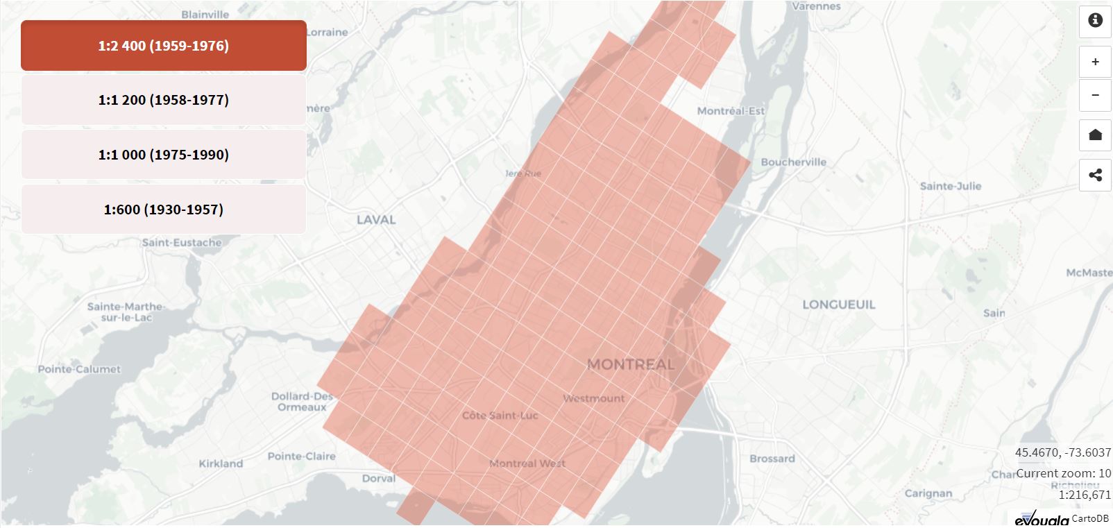 Carte-index des plans d’utilisation du sol de la ville de Montréal