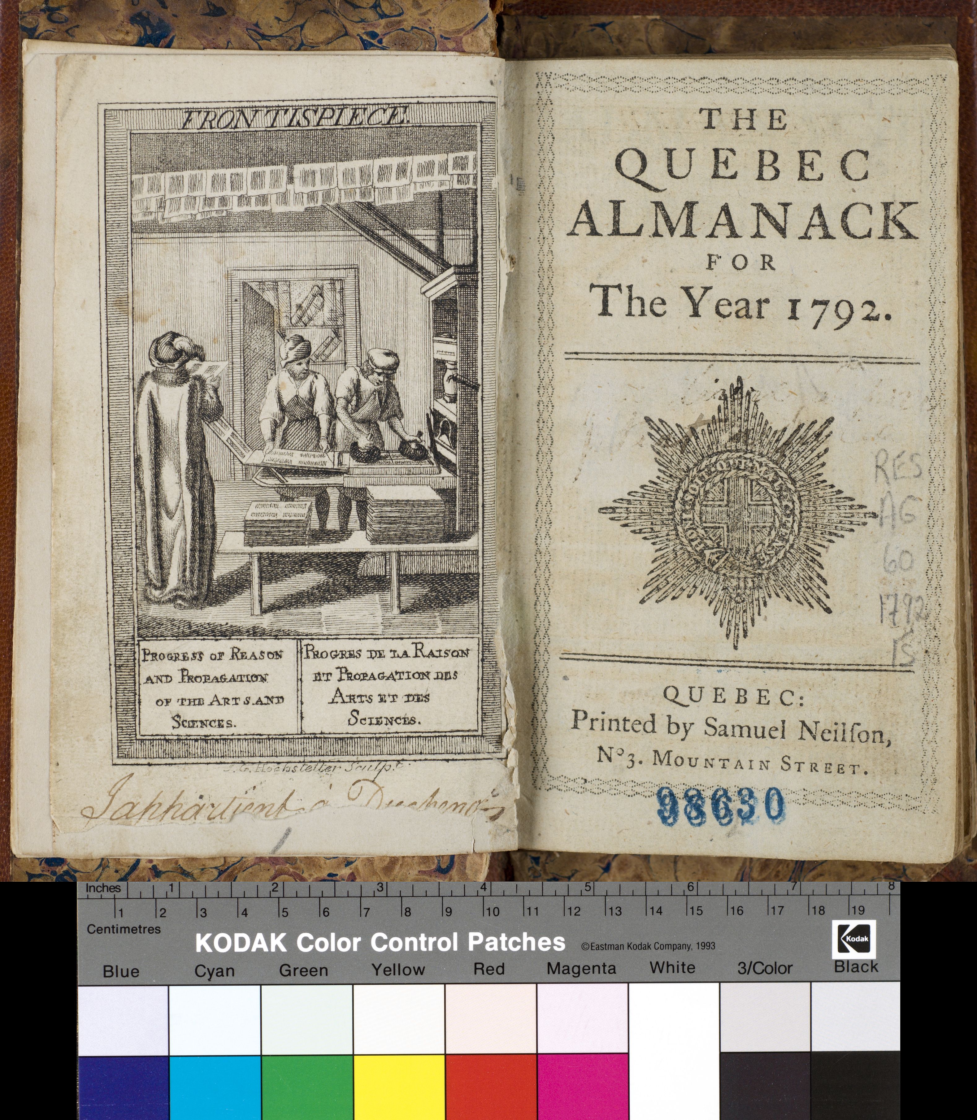 Almanach de Québec, 1792.