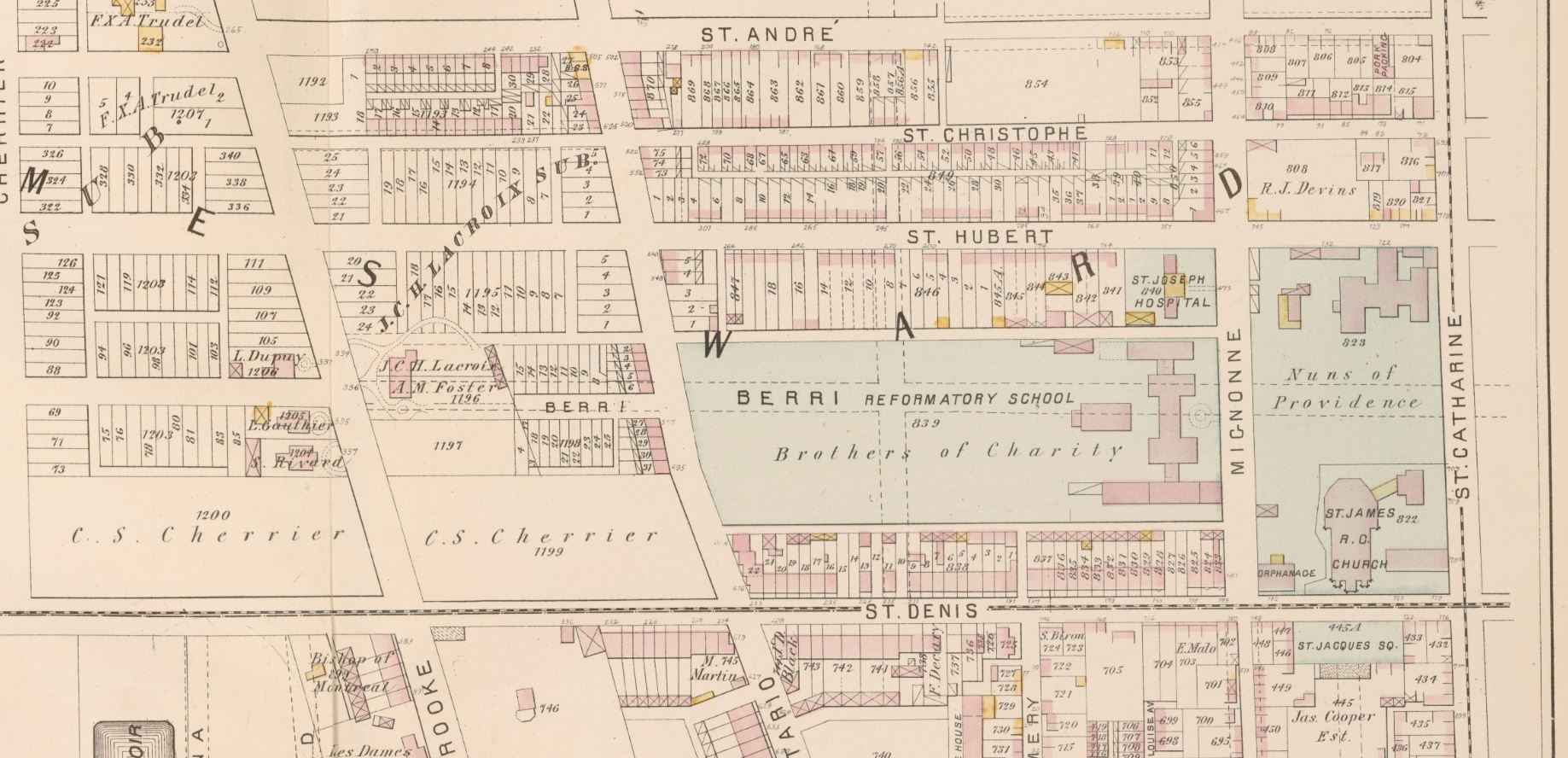 Secteur de la Grande Bibliothèque sur un plan de 1879