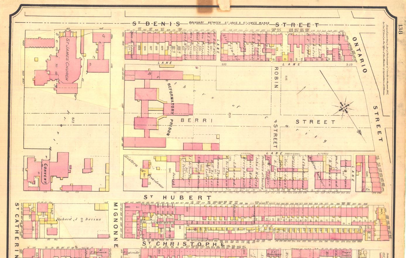 Secteur de la Grande Bibliothèque sur un plan de 1890