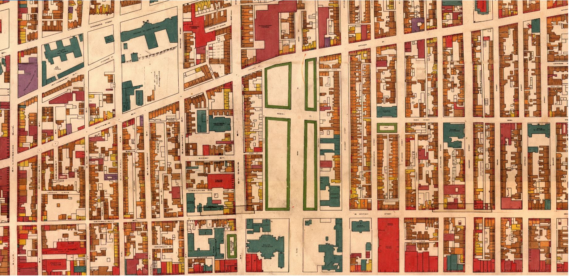 Secteur de la Grande Bibliothèque sur un plan de 1949