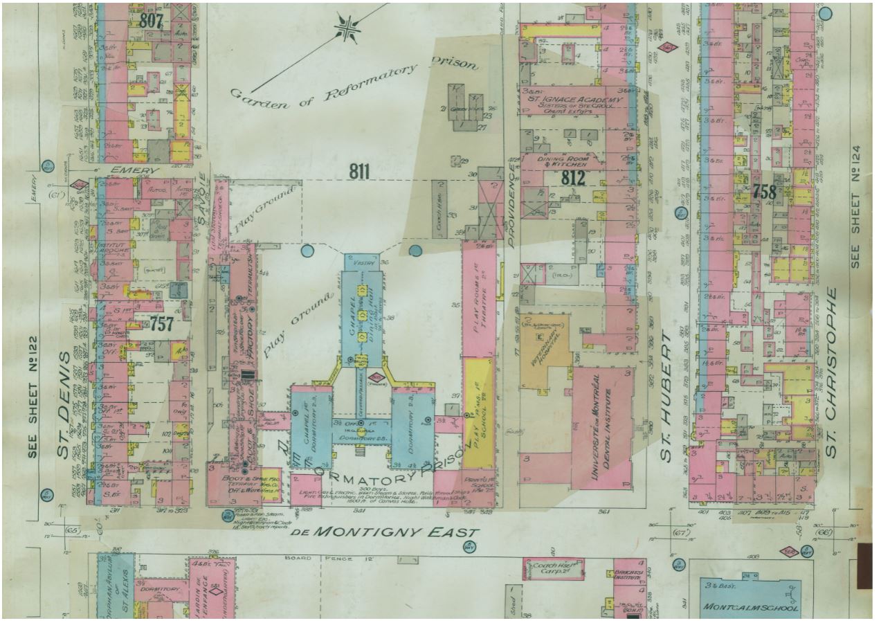 Secteur de la Grande Bibliothèque sur un plan de 1915