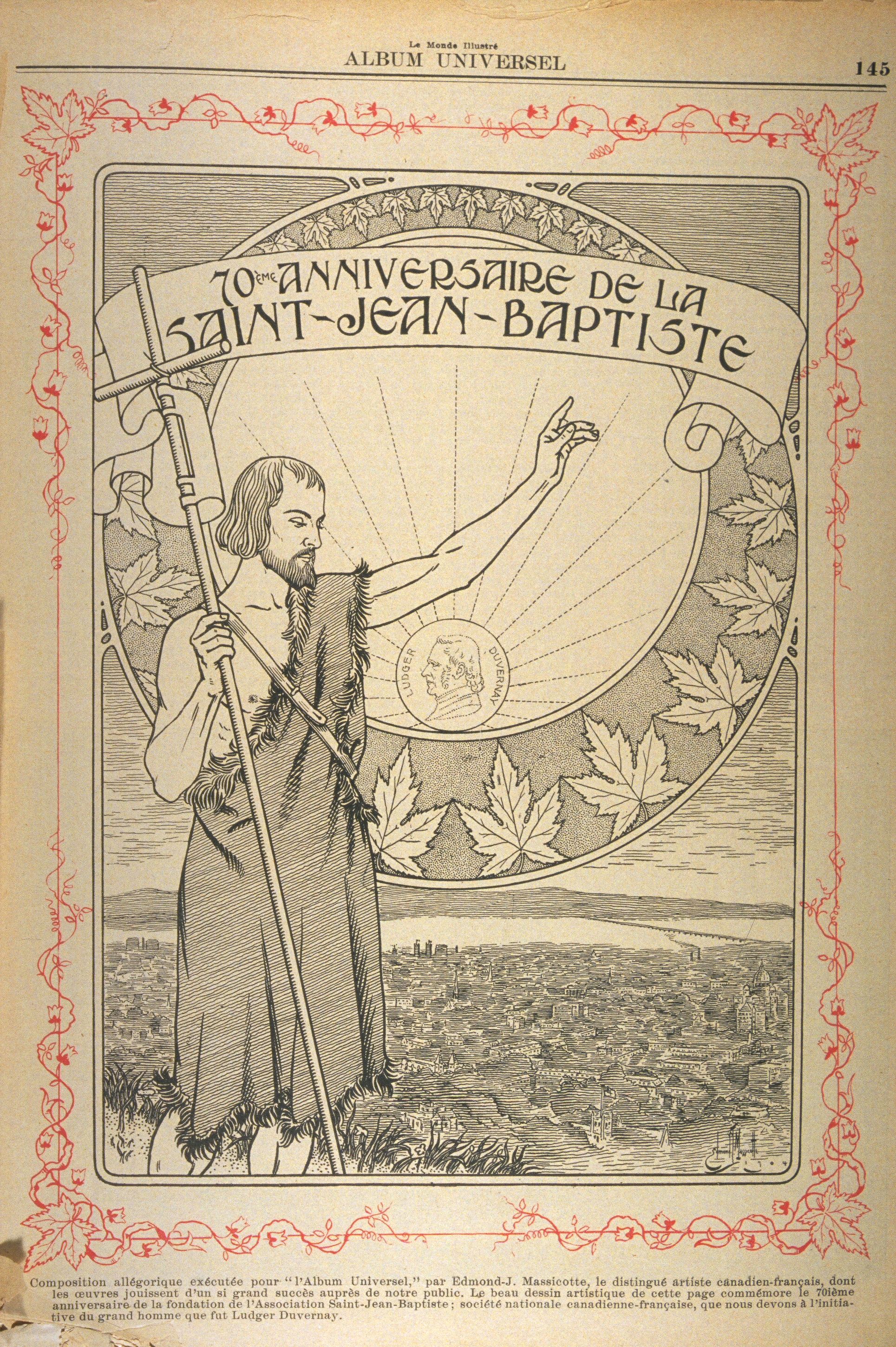 Affiche pour le soixante-dixième anniversaire de la Saint-Jean-Baptiste, 25 juin 1904