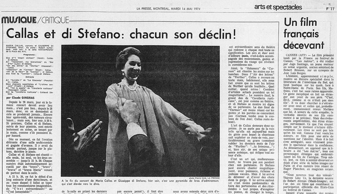 Musique/critique Callas et di Stefano : chacun son déclin!