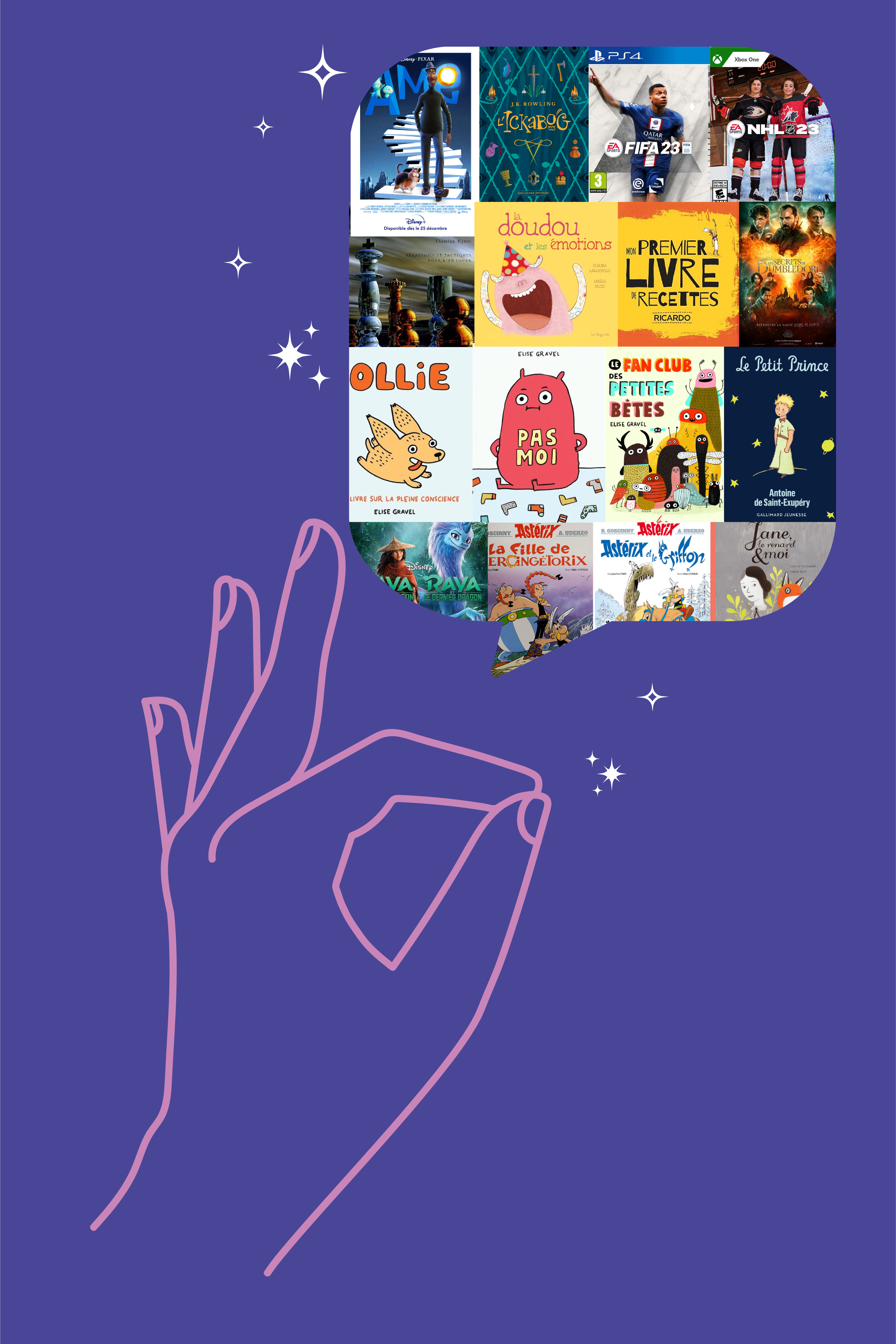 Certains des documents les plus empruntés par les enfants à la Grande Bibliothèque en 2023.