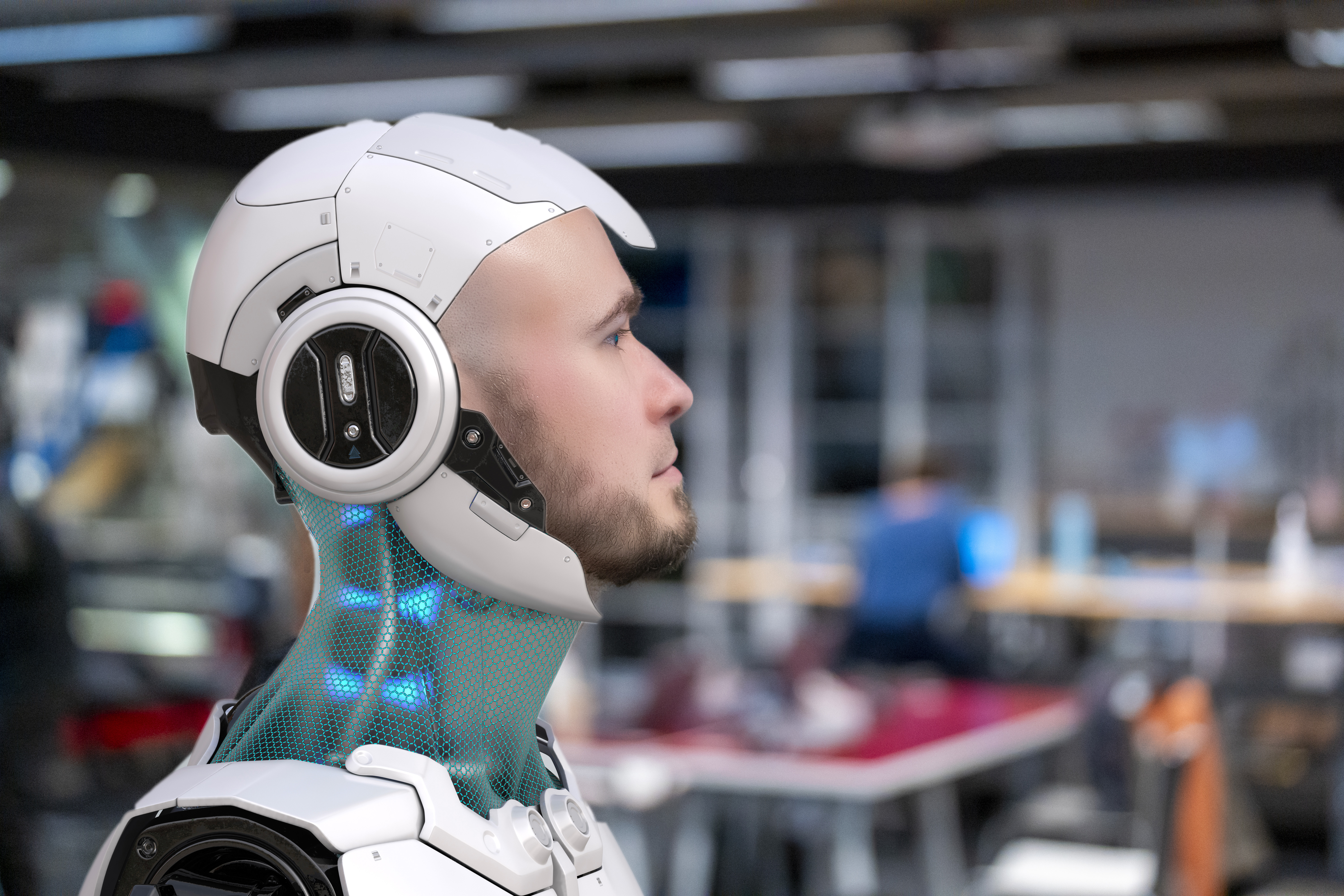 Robot à visage humain.