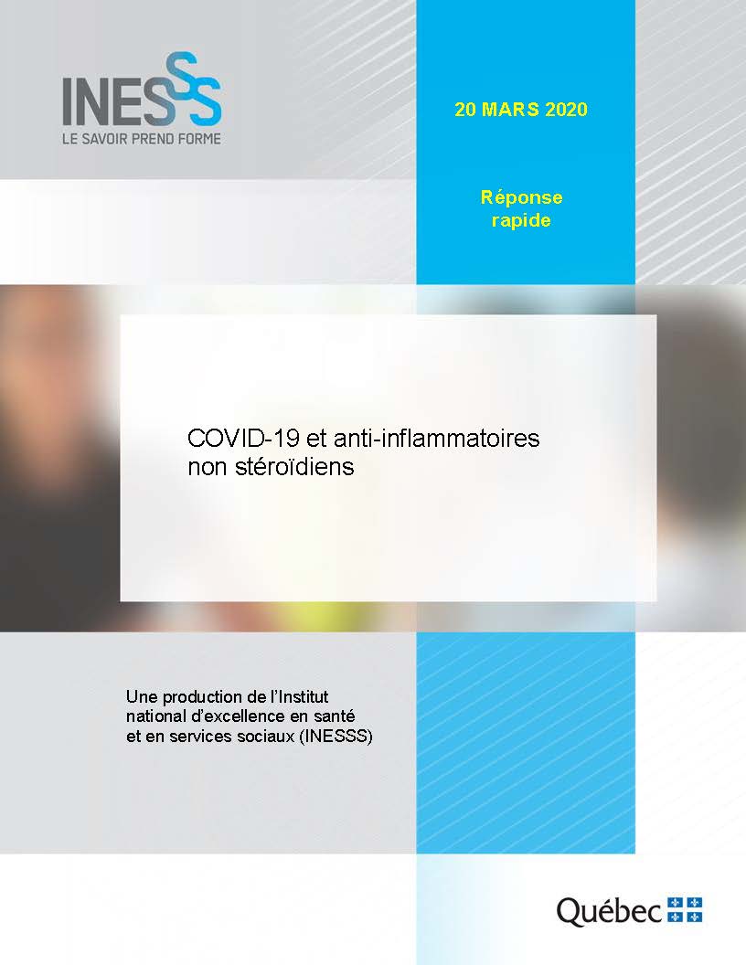 Brochure de l'INESSS intitulée COVID-19 et anti-inflammatoires non stéroïdiens.