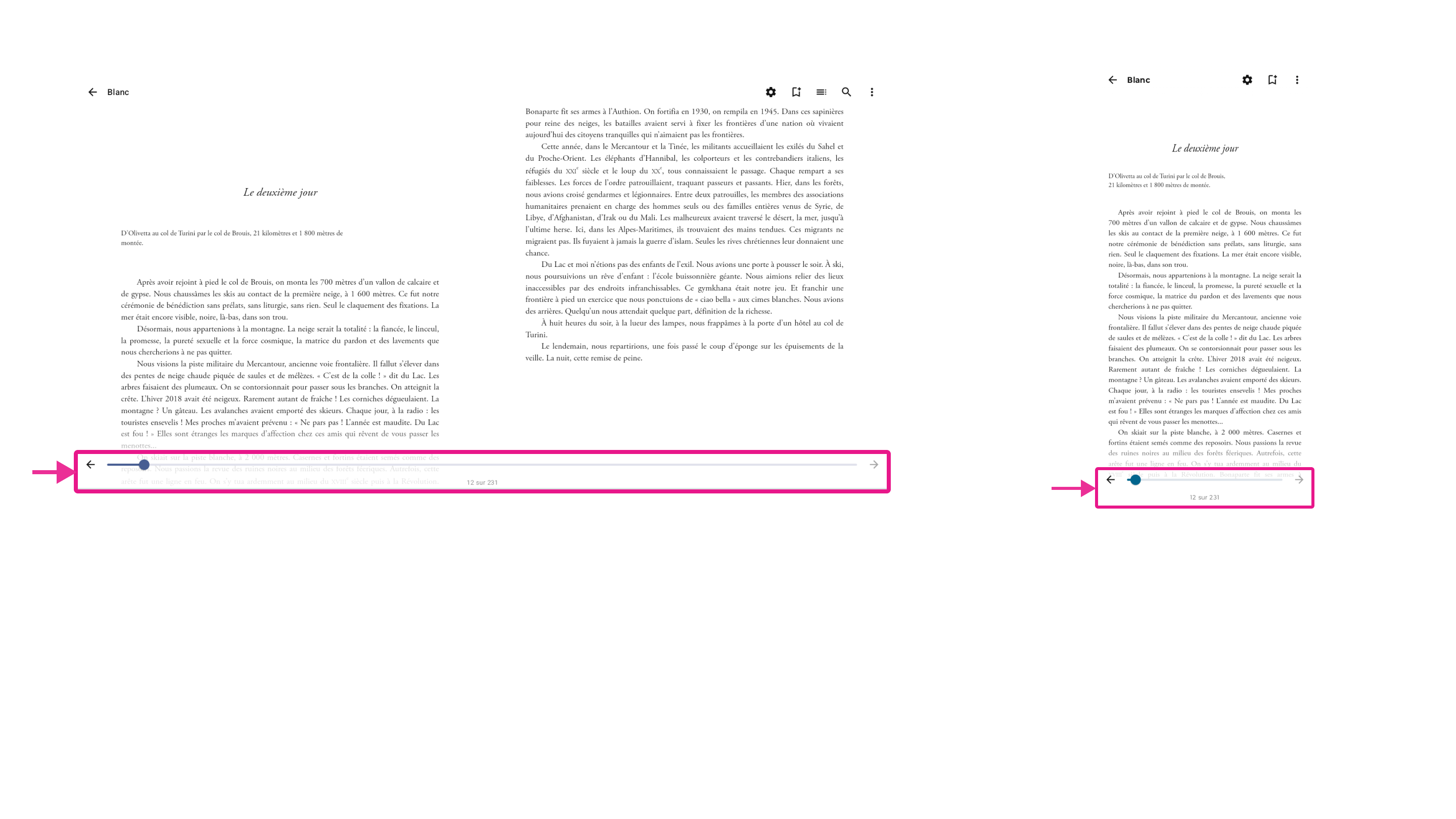 Affichage de la progression de lecture