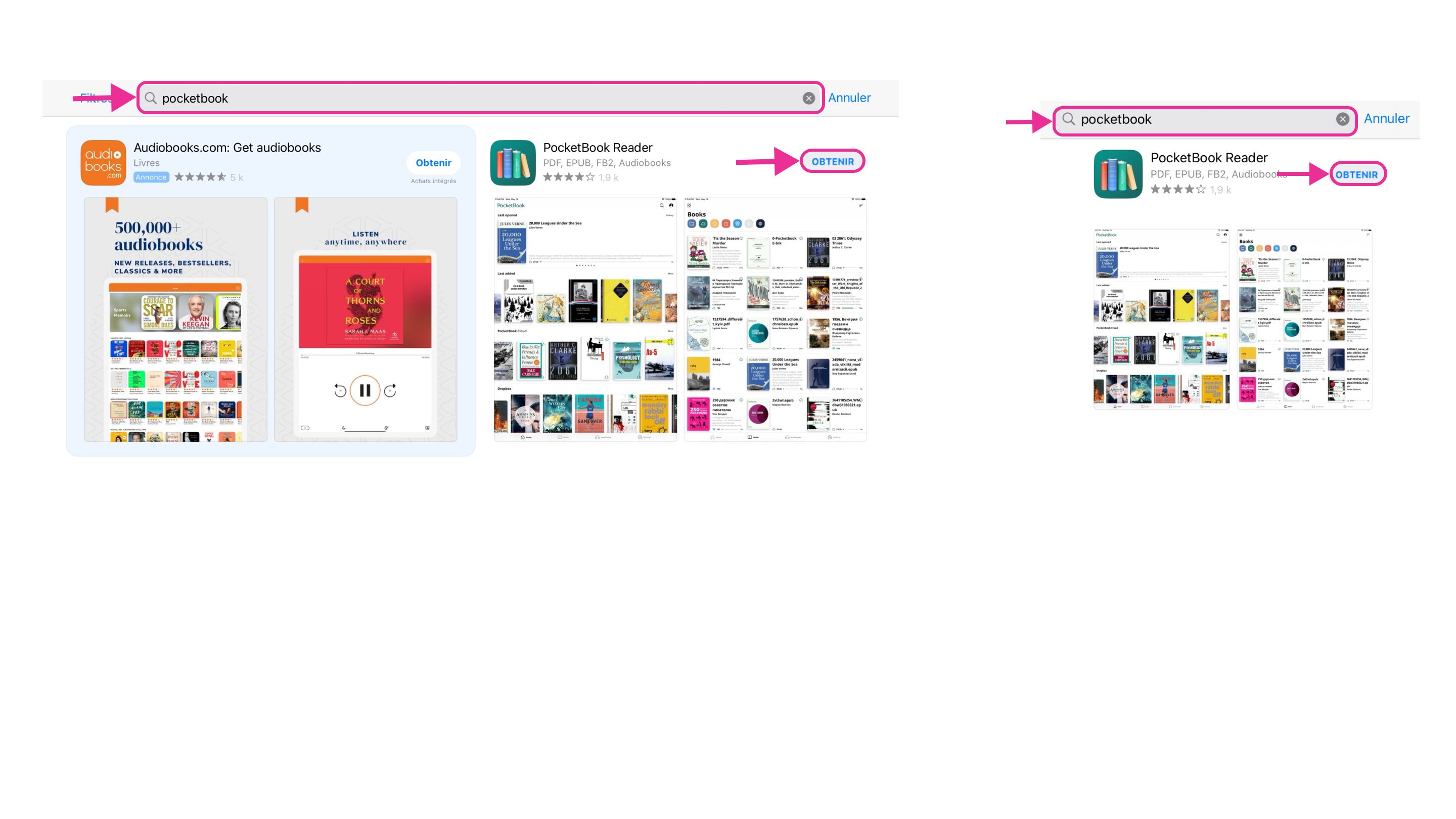 Exemple d’une recherche dans l’AppStore