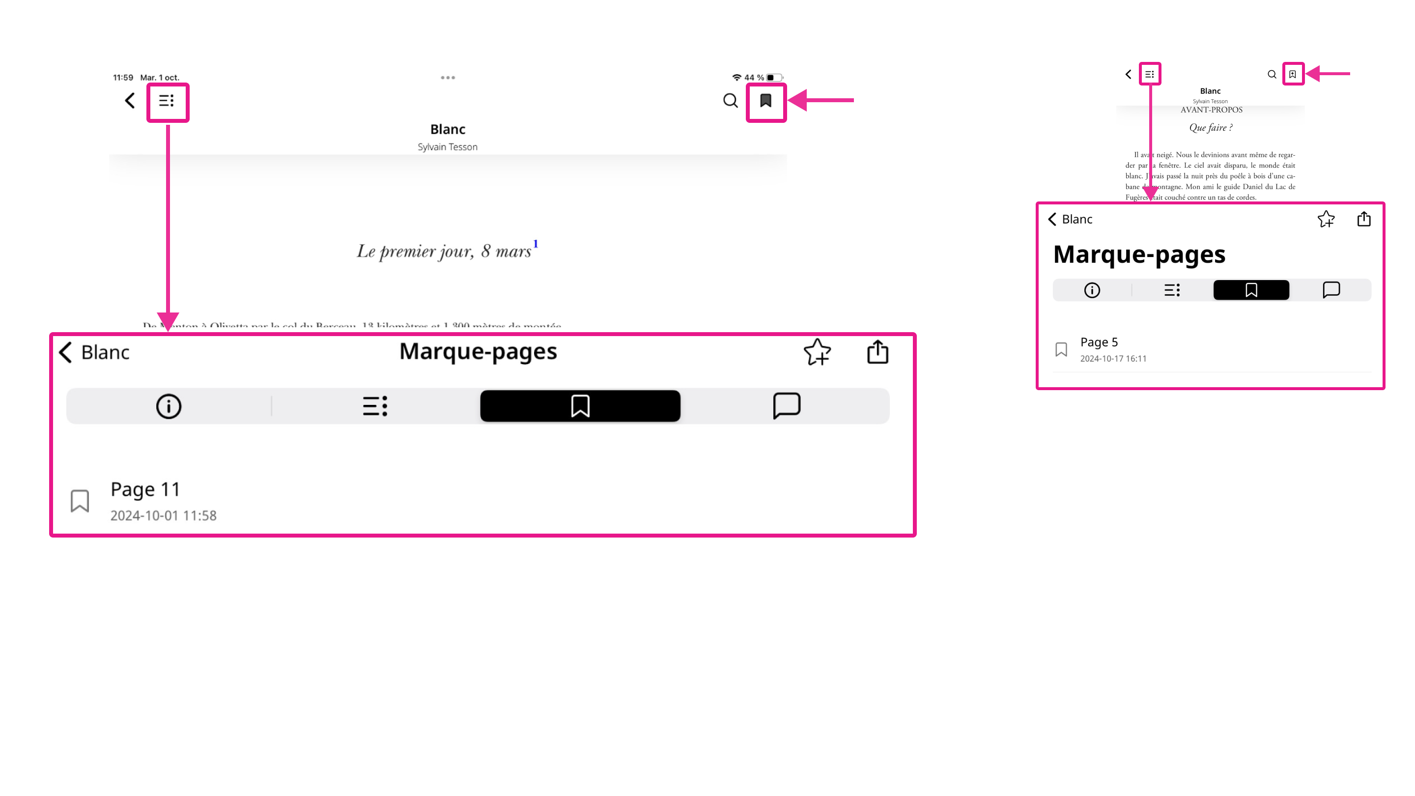 Exemple d’utilisation de l’outil Marque-pages