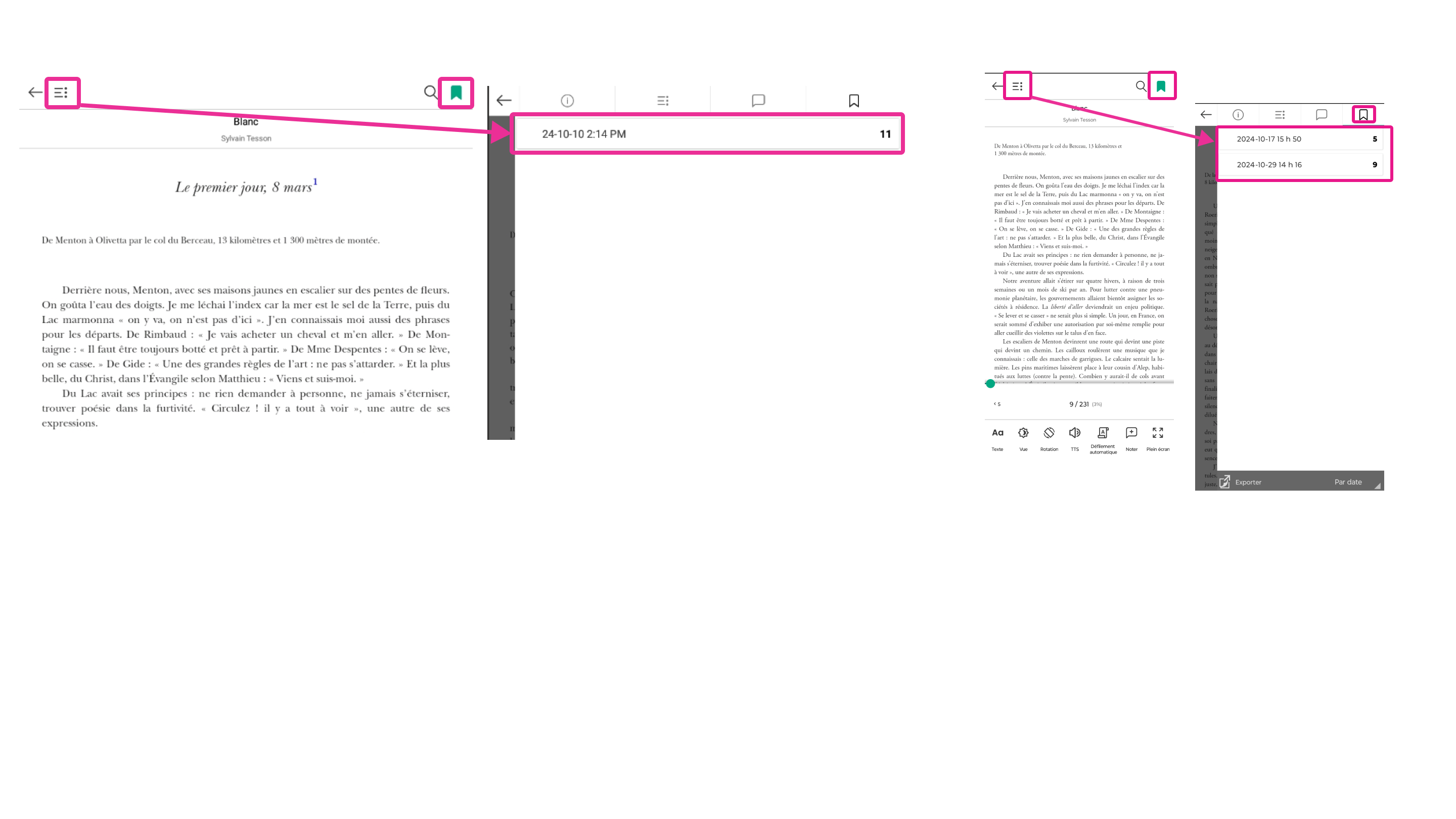 Exemple d’utilisation de l’outil Marque-pages
