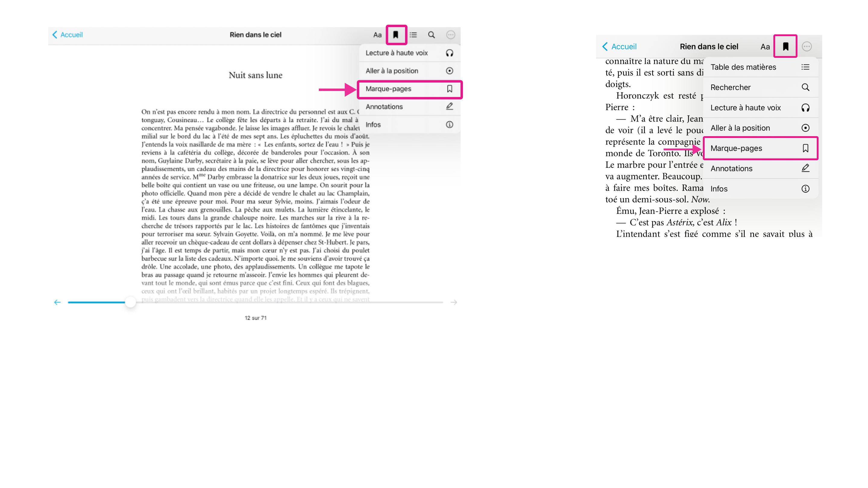 Exemple d’utilisation de l’outil Marque-pages