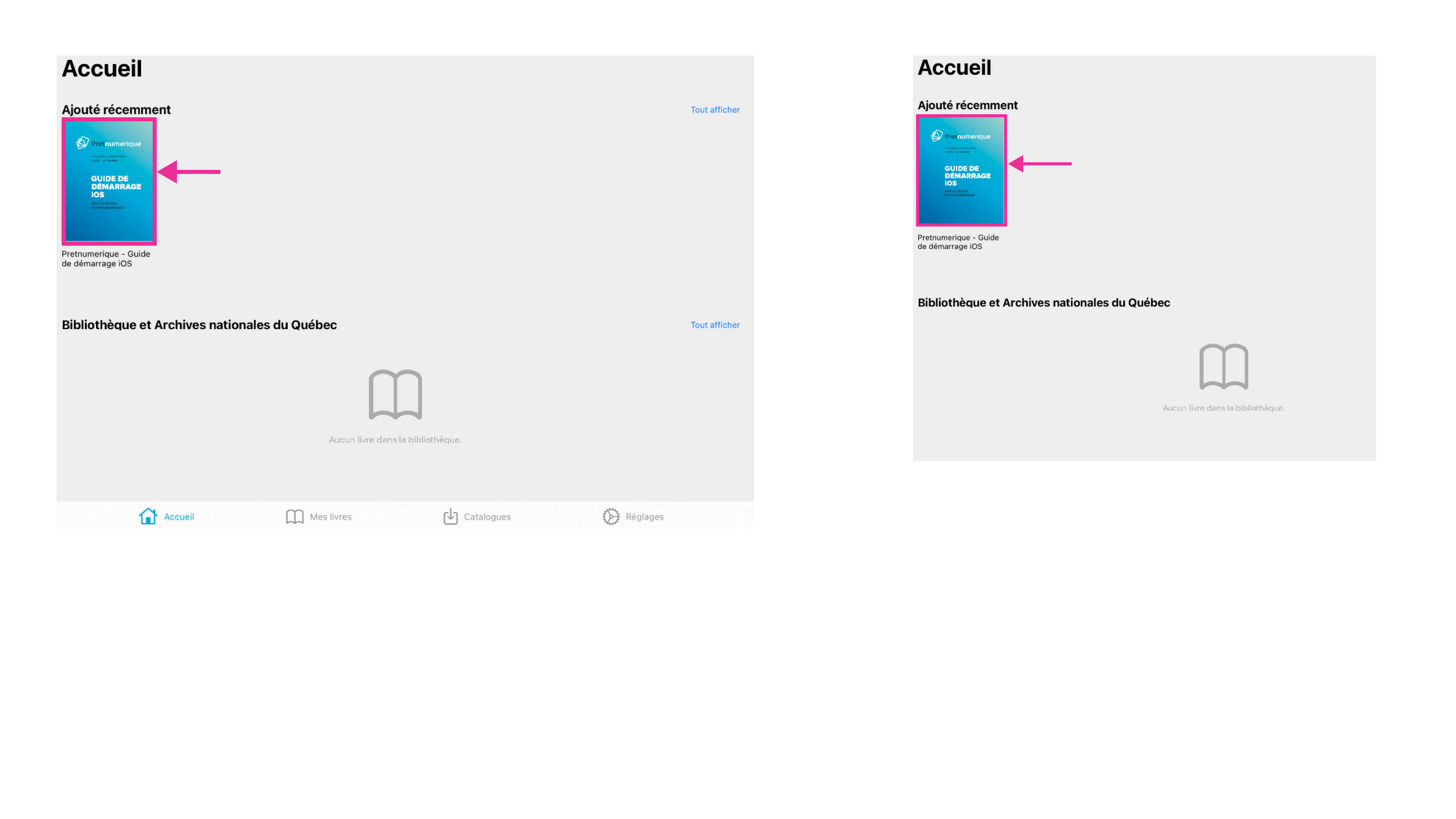 Page d’accueil de l’application Pretnumerique