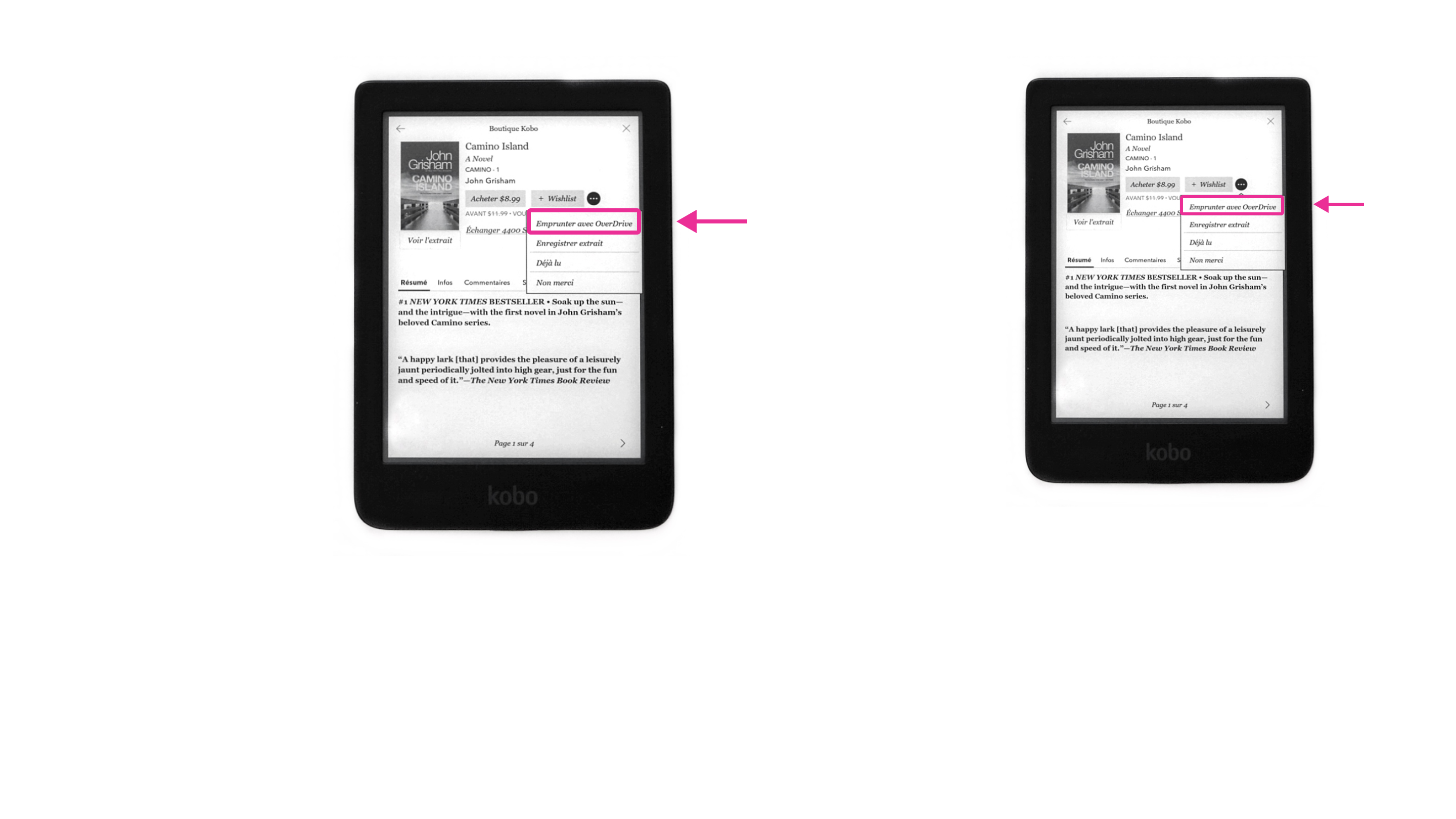 Emprunt d’un livre du catalogue OverDrive