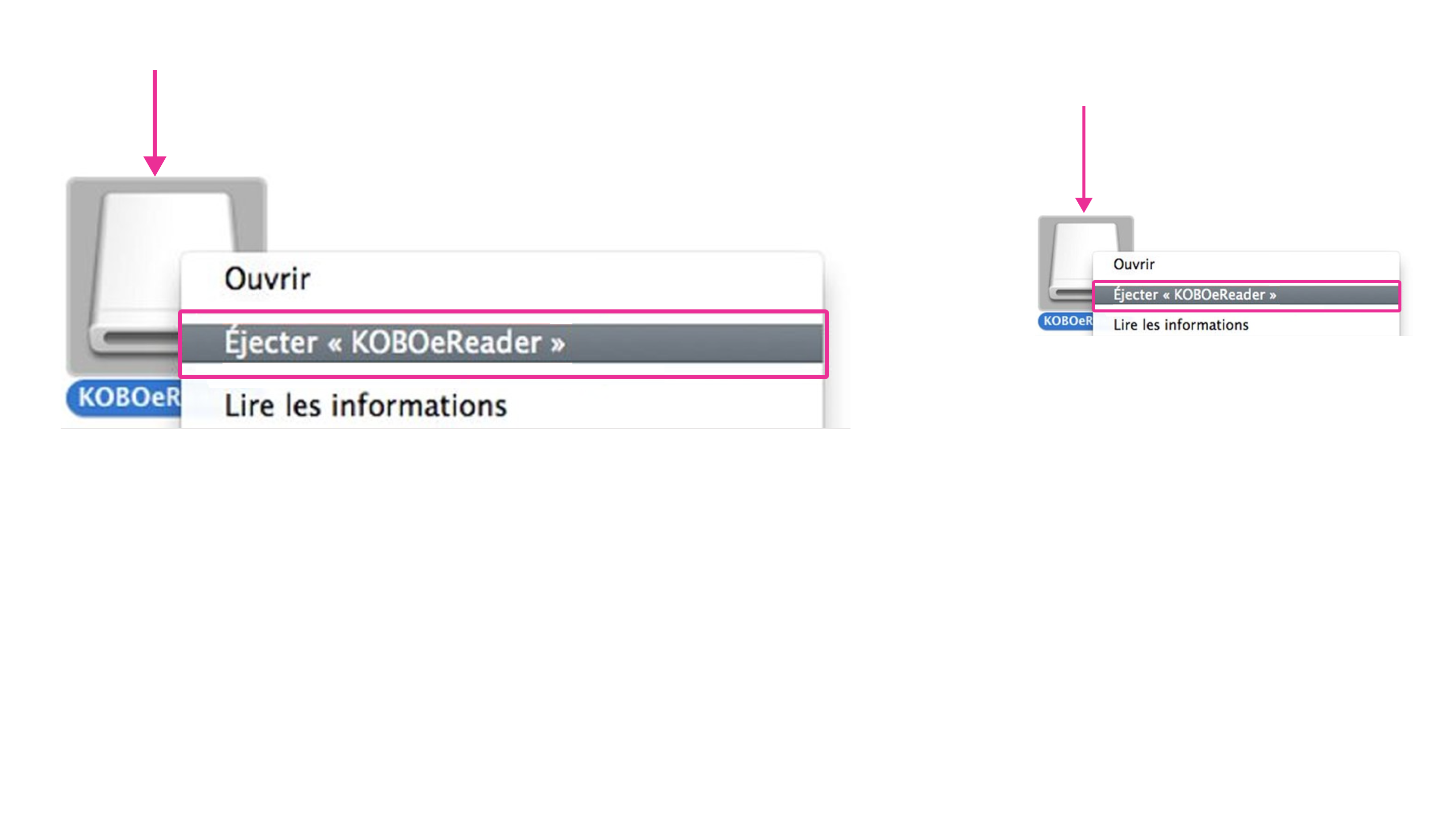 Éjection du périphérique sur un ordinateur Mac