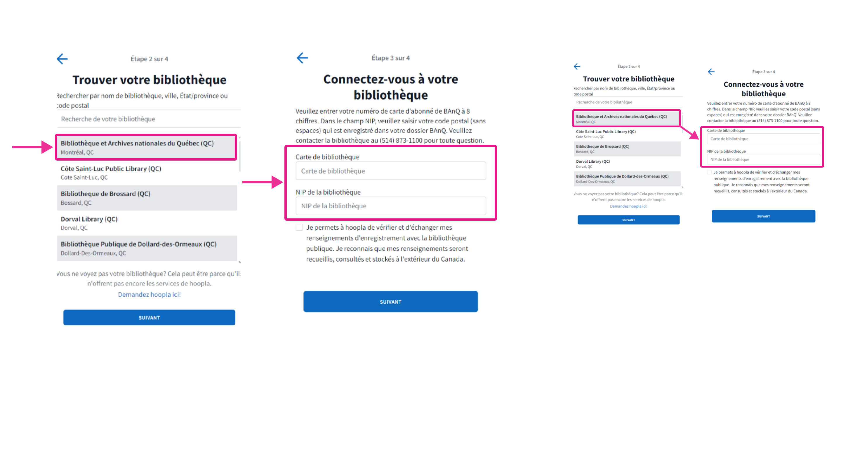 Sélection et connexion à la bibliothèque d’ appartenance