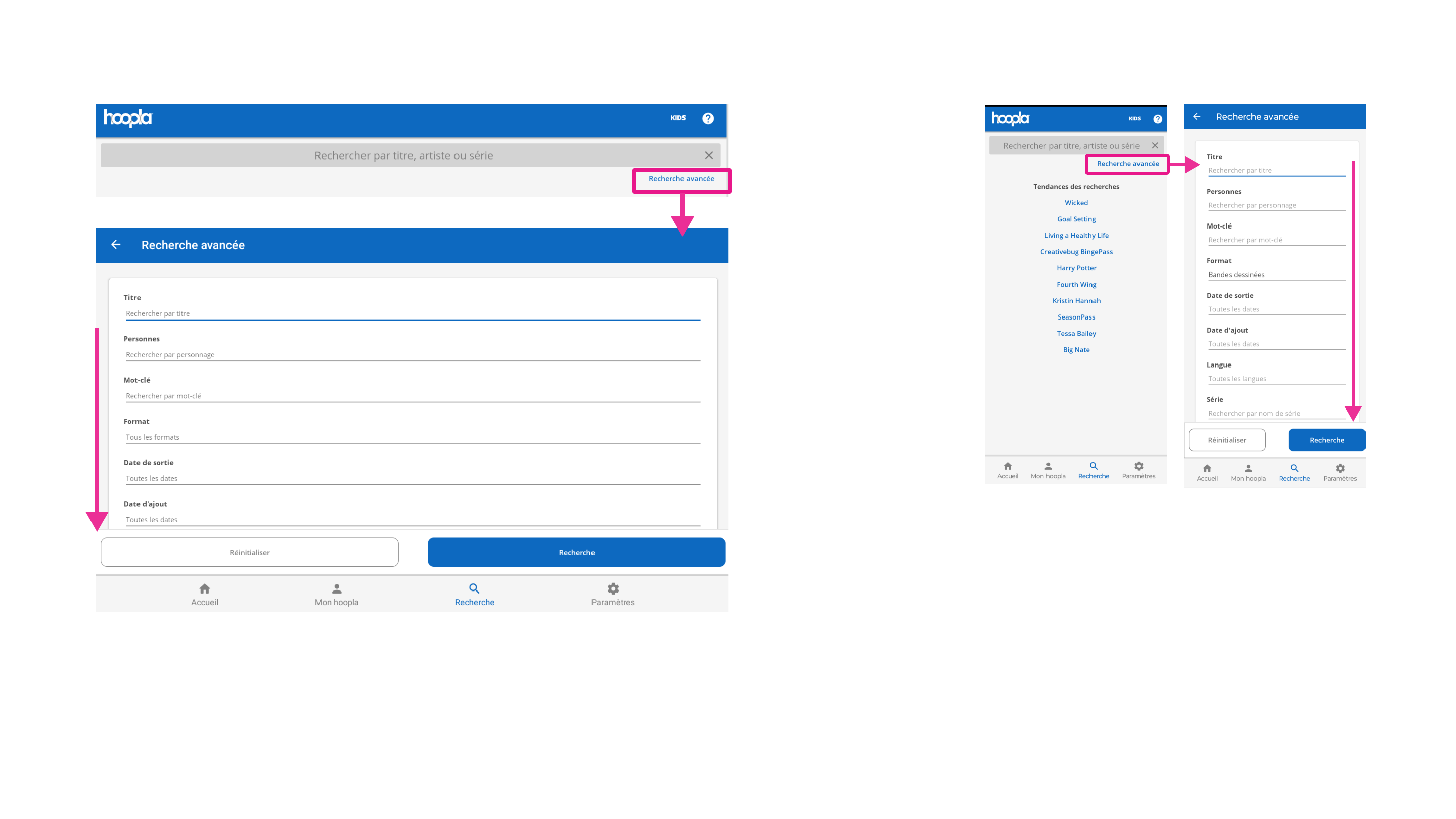 Interface de recherche avancée