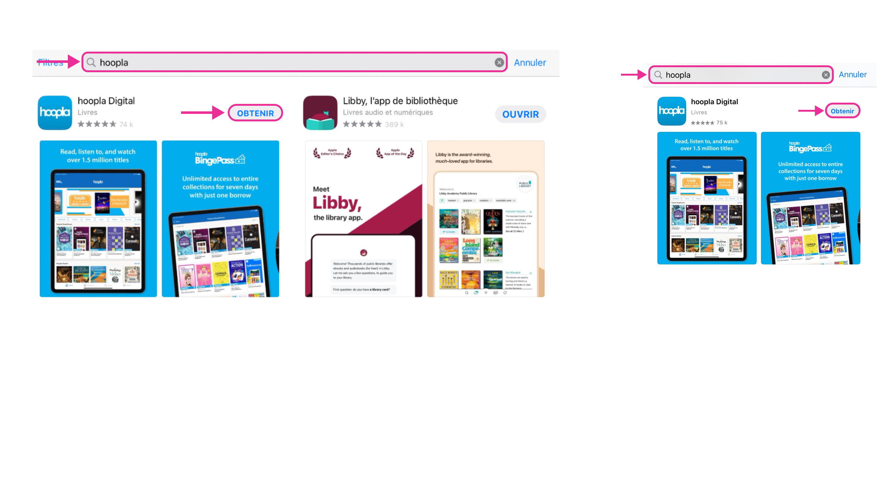 Recherche de l’application dans l’AppStore