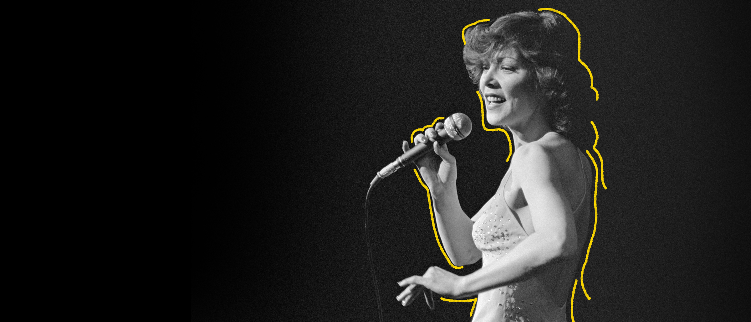 Photo d'archives en noir et blanc de la chanteuse Nicole Martin