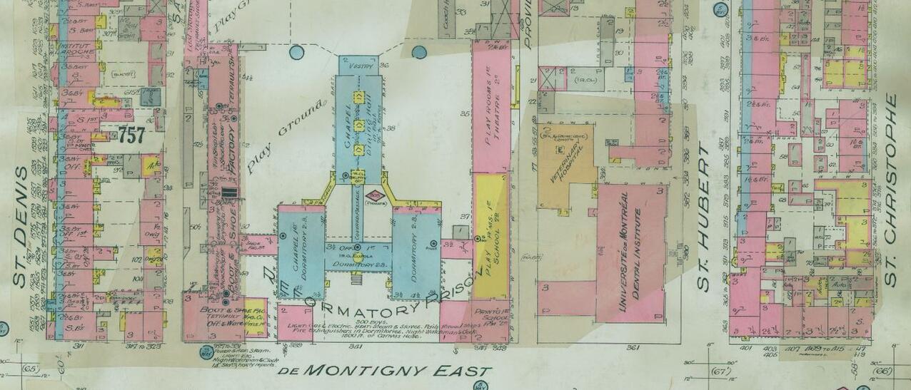 École de réforme sur un plan de la ville de Montréal datant de 1915