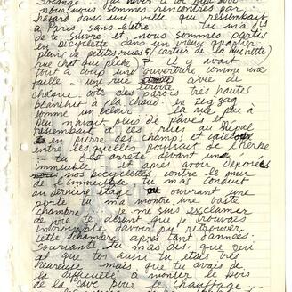 Texte d’Alan Glass dans lequel il dit avoir rêvé de Solange Legendre (p. 1), 11 septembre 1985. 