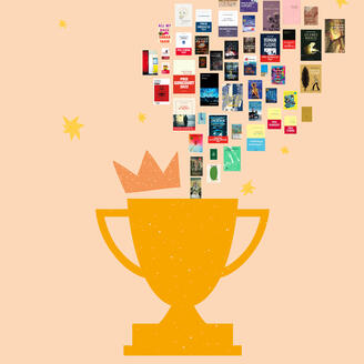 Illustration : un trophée dont semblent sortir les livres primés.