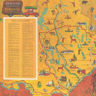 Carte picturale de la région de Gatineau sur laquelle on aperçoit notamment des animaux dessinés.