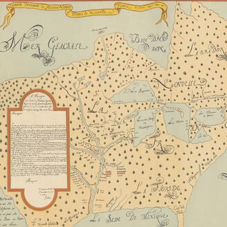Carte ancienne montrant la région entourant les grands lacs.