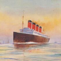 L'image de la carte postale montre un paquebot sur l'eau arrivant au port de Liverpool.